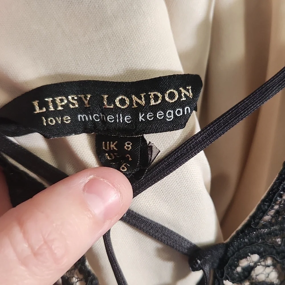 Lipsy London black lace halter dress, size 4 - Picture 6 of 8